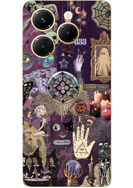 Tecno Spark 20 Pro Uyumlu Hallowen Cadılar Astroloji Baskılı Silikon Kılıf