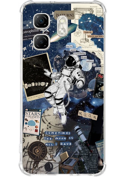 Infinix Hot 50I - Smart 9 Uyumlu Retro Astronot Tasarımlı Baskılı Silikon Kılıf