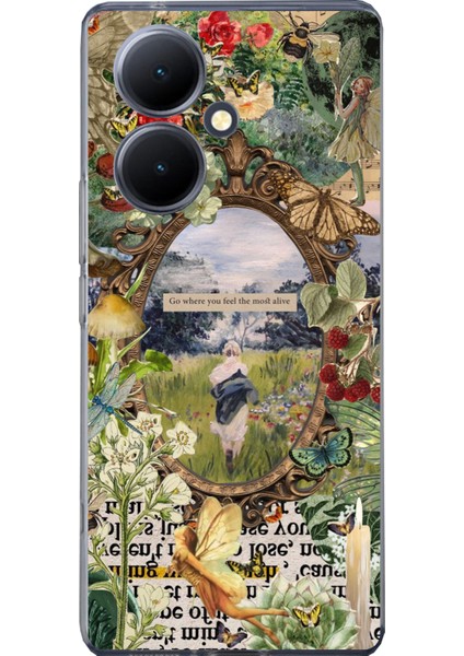 Vivo V29 Lite Uyumlu Yeşil Doğa Baskılı Silikon Kılıf