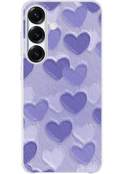 Samsung Galaxy S25 Uyumlu Mor Kalpler Tasarımlı Baskılı Silikon Kılıf