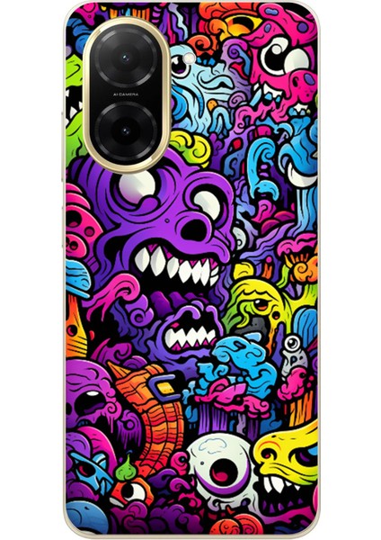 Redmi A5 Uyumlu Psikodeli Renkli Canavarlar Baskılı Silikon Kılıf