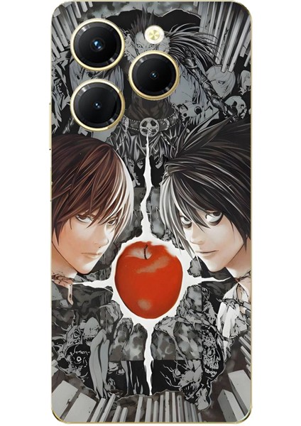 Tecno Spark 20 Pro Uyumlu Death Note Kapak Tasarımlı Baskılı Silikon Kılıf