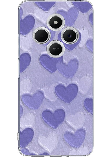 Redmi 14C Uyumlu Mor Kalpler Tasarımlı Baskılı Silikon Kılıf