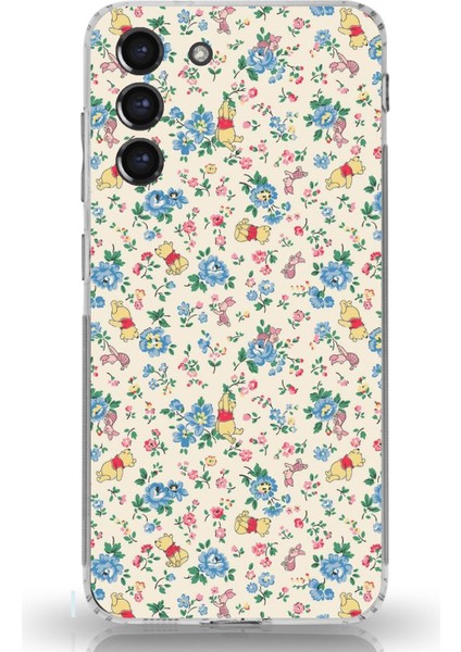Samsung Galaxy S21 Fe Uyumlu Ayı Winnie Pooh ve Çiçekler Baskılı Silikon Kılıf