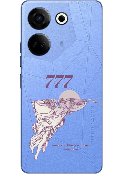 Tecno Camon 20 - 20 Pro 4g Uyumlu 777 Melek Tasarımlı Baskılı Silikon Kılıf