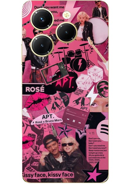 Tecno Spark 20 Pro Uyumlu Blackpink Kolaj Baskılı Silikon Kılıf