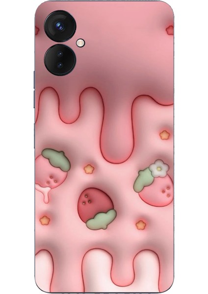 Tecno Spark 9 Pro Uyumlu Çilekli Pasta Baskılı Silikon Kılıf