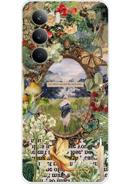 Realme C75 Uyumlu Yeşil Doğa Baskılı Silikon Kılıf