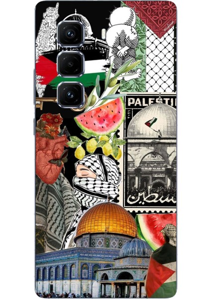Infinix Hot 50 Pro Plus Uyumlu Filistin Özgürlük Kolajı Baskılı Silikon Kılıf