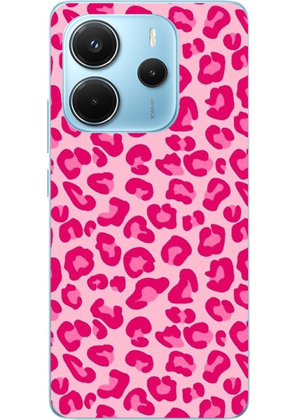 Redmi Note 14 4g Uyumlu Pembe Leopar Tasarımlı Baskılı Silikon Kılıf