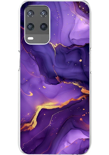 Oppo A54 Uyumlu Ametist Taşı Mor Mermer Baskılı Silikon Kılıf