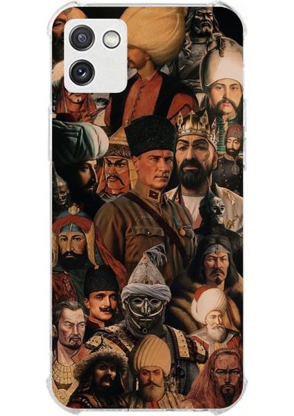 Samsung Galaxy A03 Uyumlu Türk Büyükleri Kolaj Baskılı Silikon Kılıf
