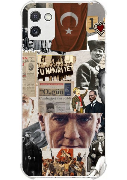 Samsung Galaxy A03 Uyumlu Atatürk Cumhuriyet Kolaj Baskılı Silikon Kılıf