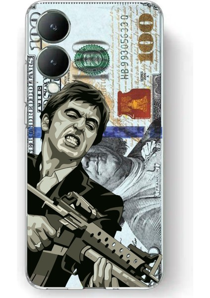 Vivo Y17S Uyumlu Scarface Dolar Tasarımlı Baskılı Silikon Kılıf