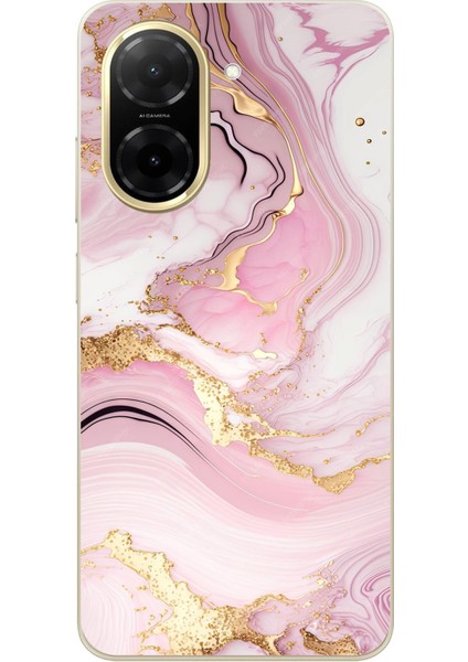 Redmi A5 Uyumlu Pembe Mermer Baskılı Silikon Kılıf