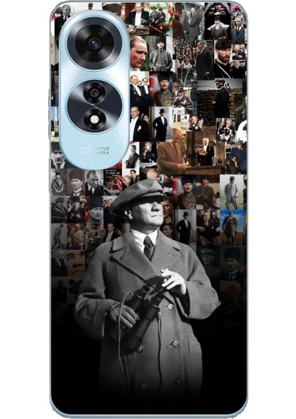 Oppo A60 Uyumlu Atatürk Portre Kolaj Baskılı Silikon Kılıf