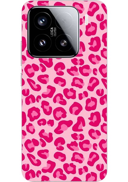 Xiaomi Mi 15 Pro Uyumlu Pembe Leopar Tasarımlı Baskılı Silikon Kılıf