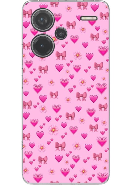 Redmi Note 13 Pro Plus 5g Uyumlu Pembe Minik Kalpler Baskılı Silikon Kılıf