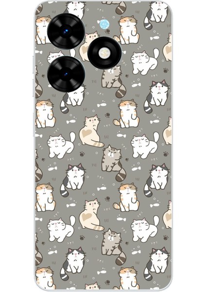 Tecno Spark Go 2024 Uyumlu Minik Sevimli Kediler Baskılı Silikon Kılıf