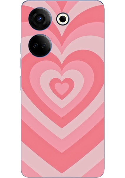 Tecno Camon 20 - 20 Pro 4g Uyumlu Pembe Kalpler Baskılı Silikon Kılıf