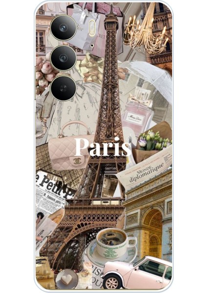 Realme C75 Uyumlu Paris Kolaj Baskılı Silikon Kılıf