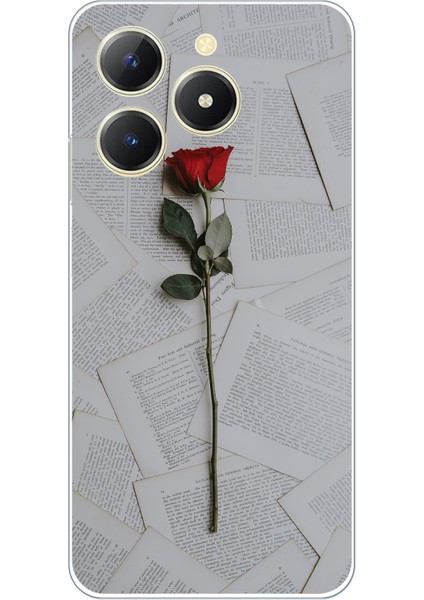 Realme C61 Uyumlu Kırmızı Gül Baskılı Silikon Kılıf