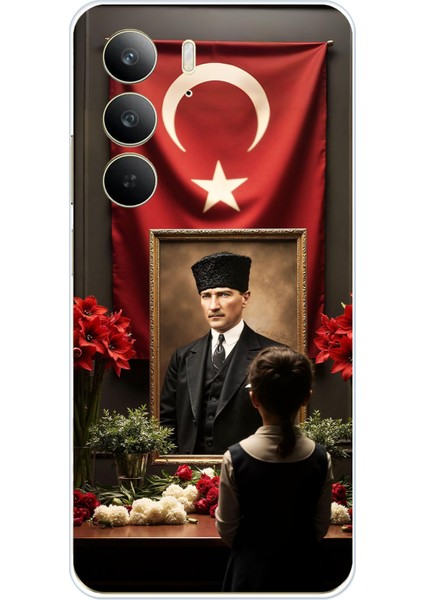 Realme C75 Uyumlu Atatürk Türk Bayrağı Tablo Baskılı Silikon Kılıf