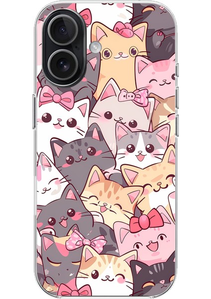 iPhone 17 Uyumlu Sevimli Kediler Baskılı Silikon Kılıf