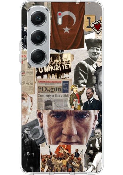 Tecno Camon 40 Pro Uyumlu Atatürk Cumhuriyet Kolaj Baskılı Silikon Kılıf
