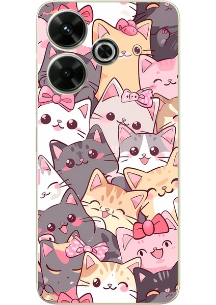 Redmi 13 Uyumlu Sevimli Kediler Baskılı Silikon Kılıf