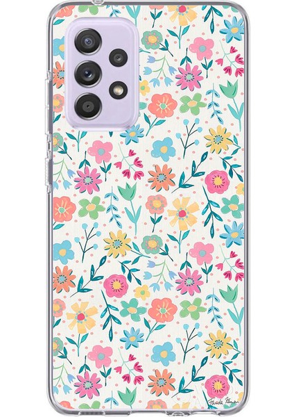 Samsung Galaxy A72 Uyumlu Dekoratif Çiçekler Baskılı Silikon Kılıf