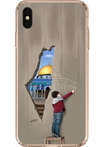 iPhone Xs Max Uyumlu Mescid-I Aksa Duvar Baskılı Silikon Kılıf