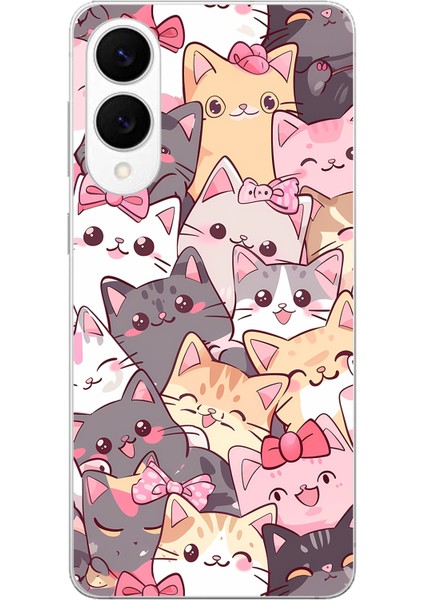 Samsung Galaxy S25 Edge Uyumlu Sevimli Kediler Baskılı Silikon Kılıf