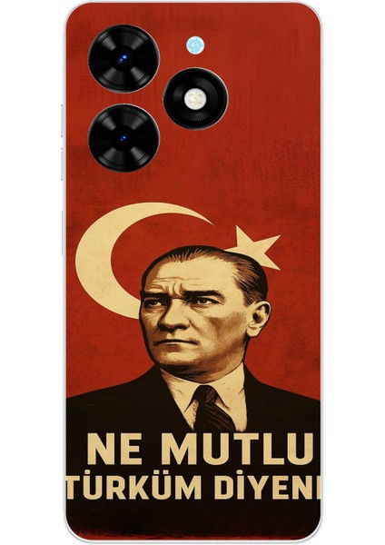 Tecno Spark Go 2024 Uyumlu Ne Mutlu Türkiye Bayrak Atatürk Baskılı Silikon Kılıf
