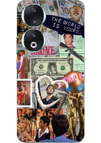 Honor 90 Uyumlu Scarface Kolaj Tasarımlı Baskılı Silikon Kılıf