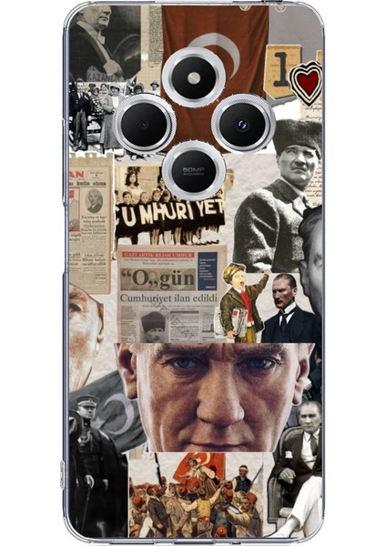 Redmi 14C Uyumlu Atatürk Cumhuriyet Kolaj Baskılı Silikon Kılıf