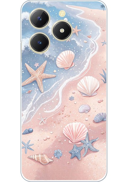 Realme C61 Uyumlu Sahil Deniz Kabuğu Baskılı Silikon Kılıf