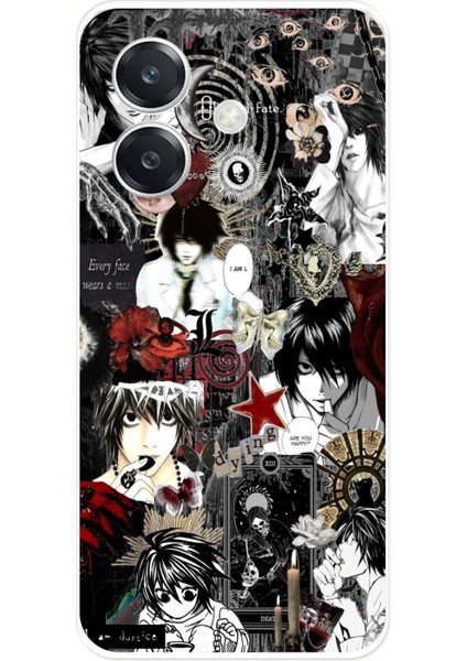 Oppo A3 Uyumlu Death Note Kolaj Tasarımlı Baskılı Silikon Kılıf