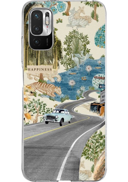 Redmi Note 10 5g Uyumlu Yeşil Sanatsal Yol Çiçekler Baskılı Silikon Kılıf