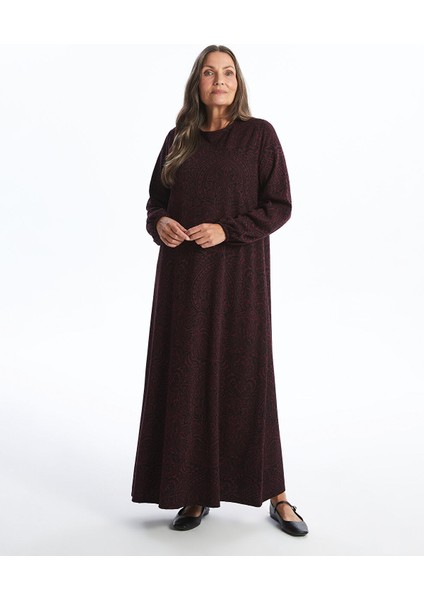 Yeni Sezon Bisiklet Yaka Desenli Elbise