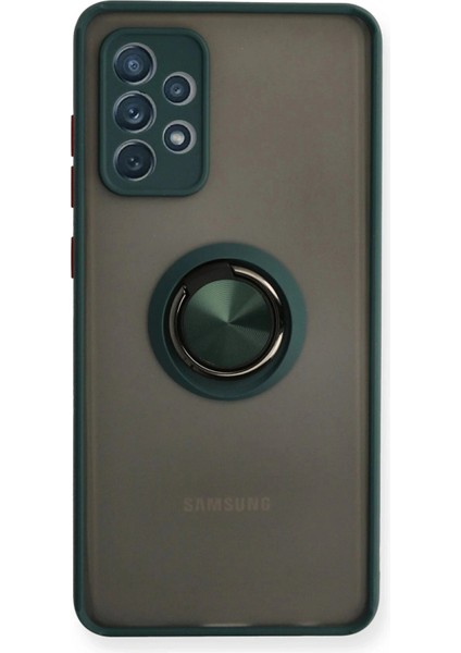 Samsung Galaxy A72 Kılıf Montreal Yüzüklü Silikon Kapak - Yeşil