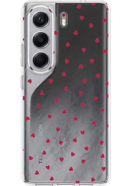 Tecno Camon 40 Pro Uyumlu Kırmızı Kalpler Tasarımlı Baskılı Silikon Kılıf