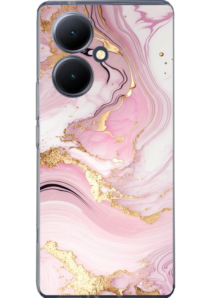 Vivo V29 Lite Uyumlu Pembe Mermer Baskılı Silikon Kılıf