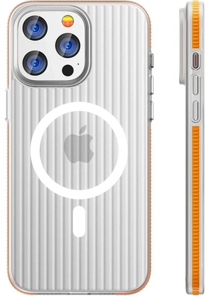 iPhone 15 Pro Max Line Magsafe Kapak - Turuncu