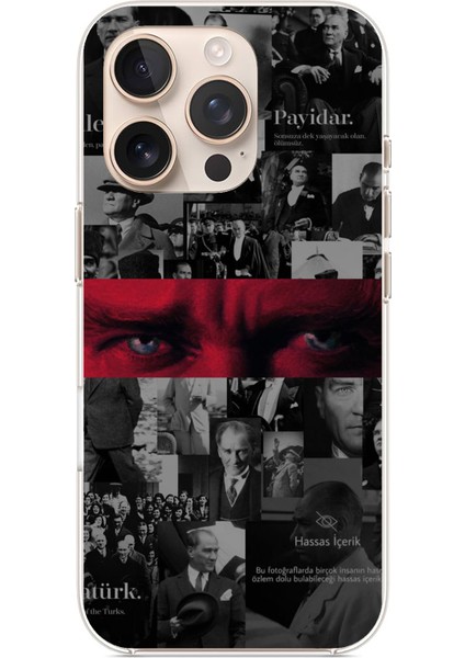 iPhone 16 Pro Max Uyumlu Atatürk Gözler Tasarım Baskılı Silikon Kılıf