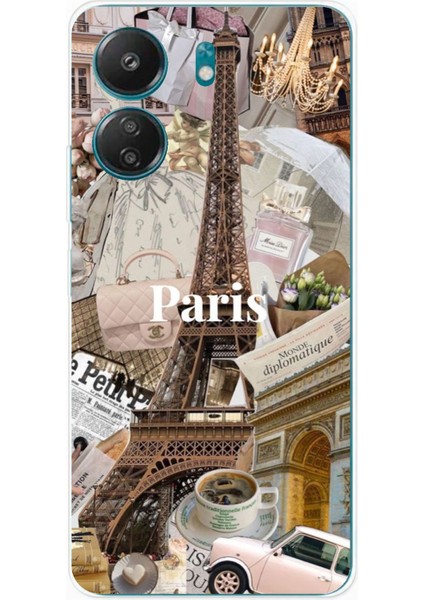 Redmi 13C - Poco C65 Uyumlu Paris Kolaj Baskılı Silikon Kılıf