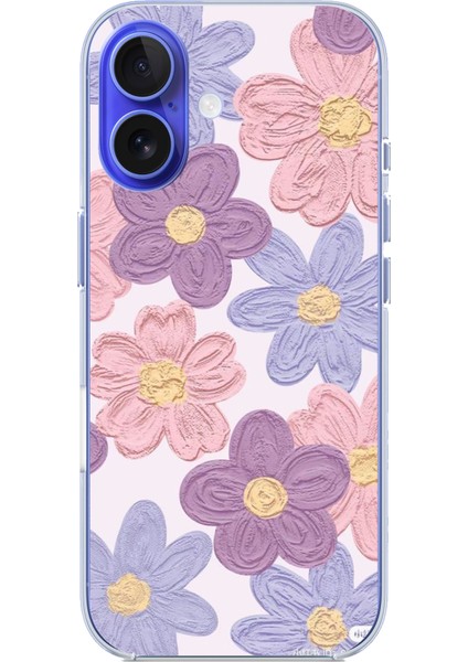 iPhone 16 Uyumlu Renkli Papatyalar Sulu Boya Baskılı Silikon Kılıf