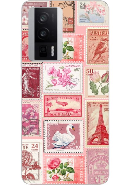 Poco F5 Pro Uyumlu Pembe Posta Pulları Baskılı Silikon Kılıf