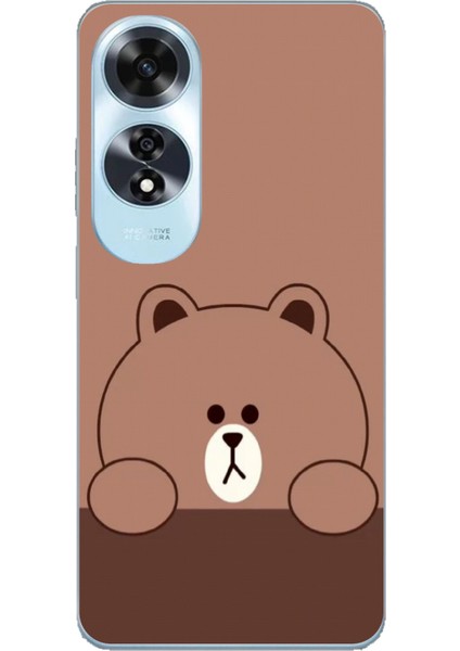 Oppo A60 Uyumlu Kahverengi Ayı Tasarımlı Baskılı Silikon Kılıf