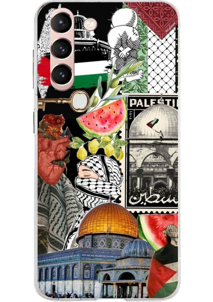 Samsung Galaxy S21 Uyumlu Filistin Özgürlük Kolajı Baskılı Silikon Kılıf